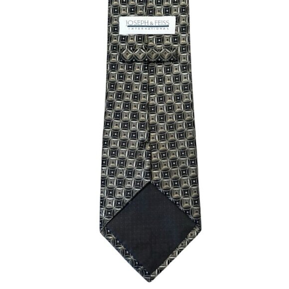 Joseph & Feiss 100% silk tie with an olive green, black and gold design - Picture 5 of 6